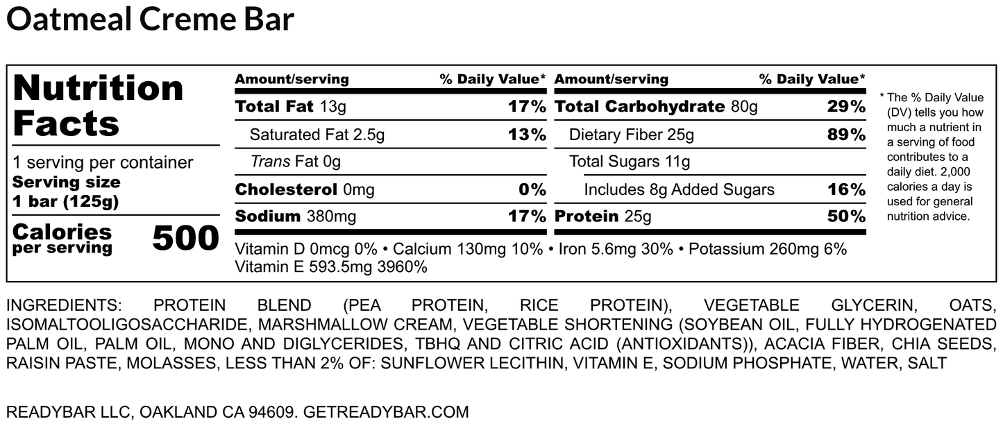 500 Cal Oatmeal Creme Bar, 8-ct