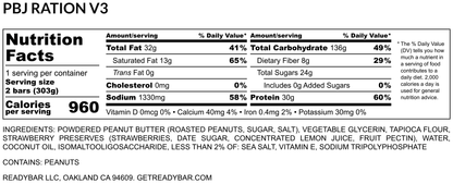 Military 10-Ration Box: Peanut Butter & Jelly (2 READYBARS per Ration)
